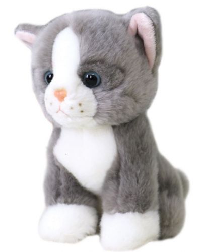 Плюшена играчка Silky - Котка, сива, 18 cm - 1