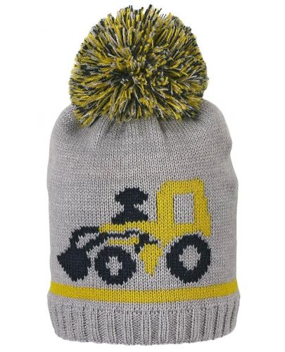 Плетена зимна шапка Sterntaler - Трактор, 53 cm, 2-4 години, сива - 1
