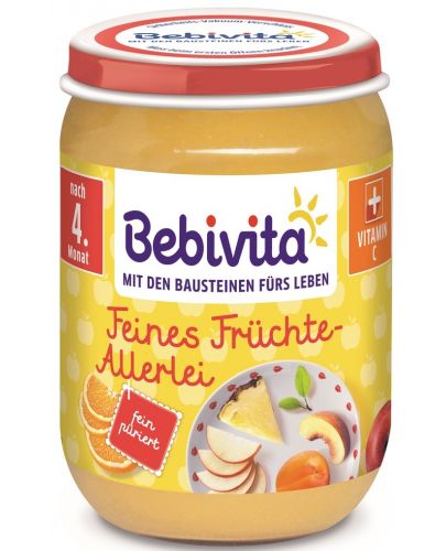 Плодово пюре Bebivita - Фини разнообразни плодове, 190 g - 1