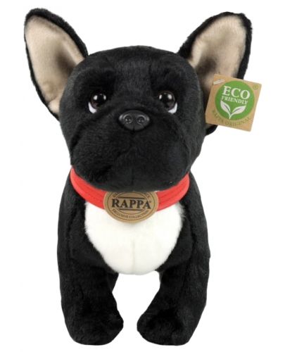Плюшена играчка Rappa Еко приятели - Куче Френски булдог, стоящ, черен, 30 cm - 2