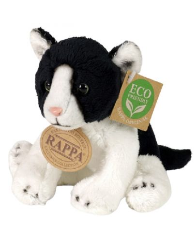 Плюшена играчка Rappa Еко приятели - Коте, черно и бяло, 14 сm - 1
