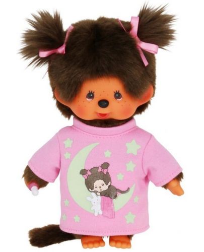 Плюшена играчка Monchhichi - Маймунка, със светеща в тъмното блузка, 20 cm - 1