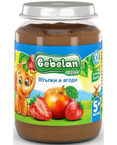Плодово пюре Bebelan - Ябълки и ягоди, 190 g - 1