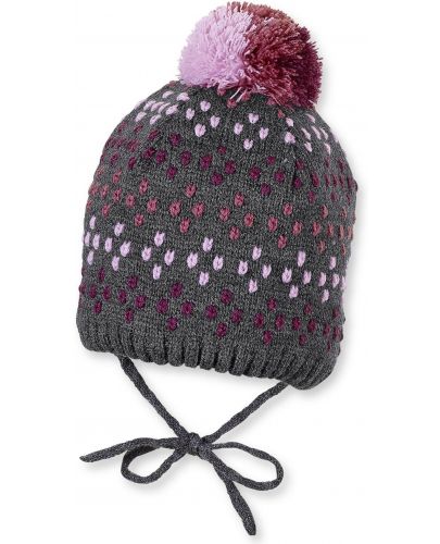 Плетена зимна шапка Sterntaler - 41 cm, 4-5 месеца, сиво-розова - 1