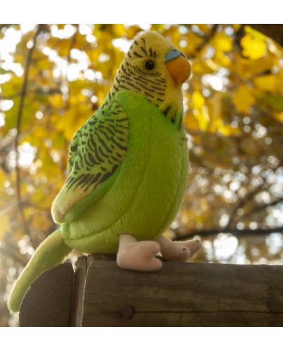 Плюшена играчка Rappa Еко приятели - Вълнист папагал, със звук, зелен, 11cm - 3