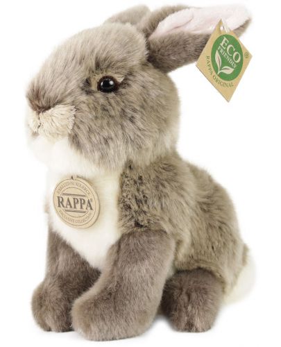 Плюшена играчка Rappa Еко приятели - Сиво Зайче, седящо, 18 cm - 1
