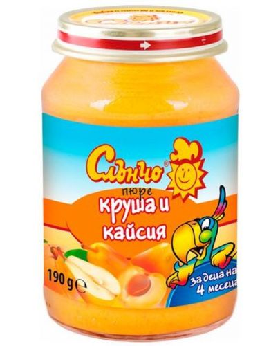 Плодово  пюре Слънчо - Круша и кайсия, 190 g - 1