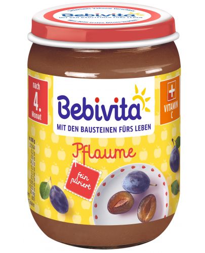 Плодово пюре Bebivita – Сливи, 190 g  - 1