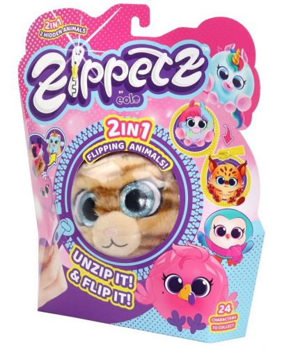Плюшена играчка Zippetz - Животно изненада 2 в 1, асортимент - 1