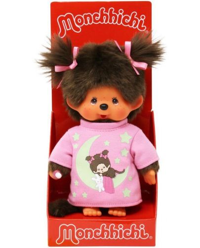 Плюшена играчка Monchhichi - Маймунка, със светеща в тъмното блузка, 20 cm - 3