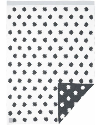Плетено одеяло Lassig - Черно-бели звездички, 75 x 100 cm, двулицево - 1