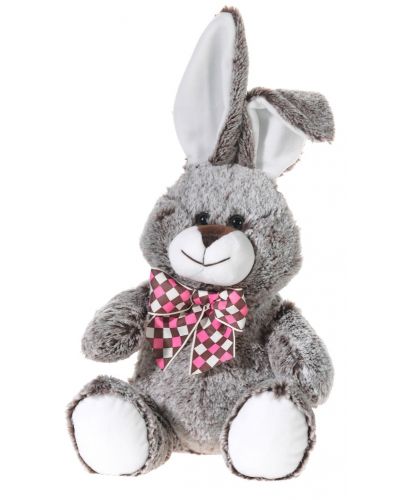 Плюшена играчка Heunec - Зайче с карирана панделка, кафяво, 30 cm - 1