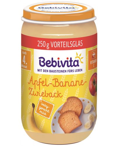 Плодова каша Bebivita - Ябълка, банан и сухар, 250 g  - 1