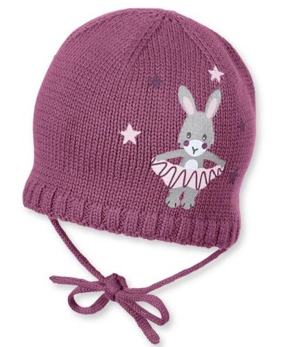 Плетена бебешка шапка Sterntaler - Със зайче, 45 cm, 6-9 месеца - 1