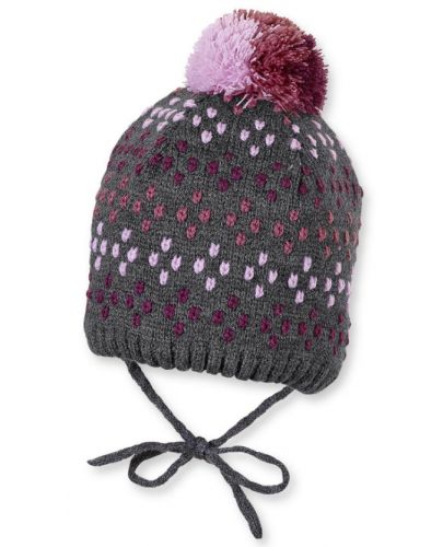 Плетена зимна шапка Sterntaler - 43 cm, 5-6 месеца, сиво-розова - 1