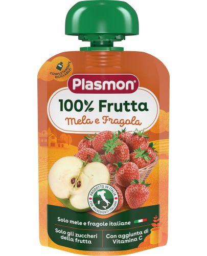 Плодова закуска Plasmon - Ябълка с ягода, 100 g - 1
