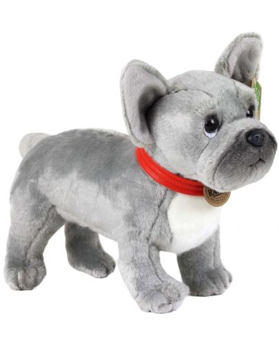 Плюшена играчка Rappa Еко приятели - Куче Френски булдог, стоящ, сив, 30 cm - 1