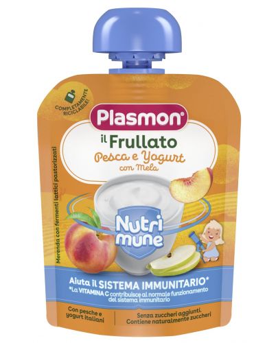 Плодова закуска Plasmon - Нутримюн, праскова и йогурт, 85 g - 1