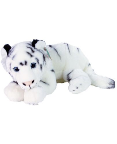 Плюшена играчка Rappa Еко приятели - Бял тигър, лежащ, 36 cm - 1