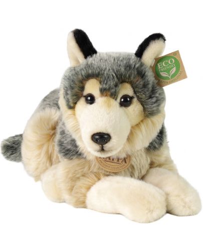 Плюшена играчка Rappa Еко приятели - Вълк, лежащ, 33 cm - 2