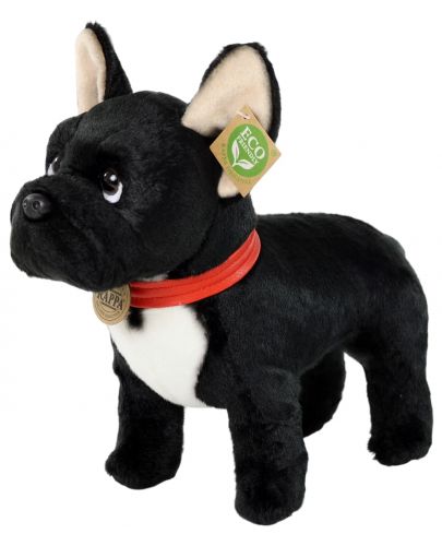 Плюшена играчка Rappa Еко приятели - Куче Френски булдог, стоящ, черен, 30 cm - 1