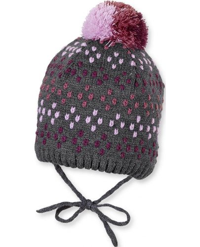 Плетена зимна шапка Sterntaler - 51 cm, 18-24 месеца, сиво-розова - 1