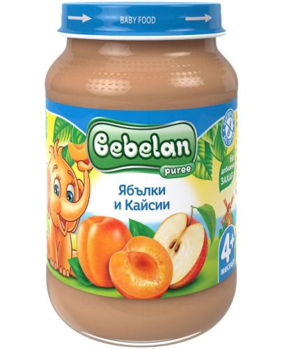 Плодово пюре  Bebelan Puree -  Ябълки и кайсии, 190 g - 1
