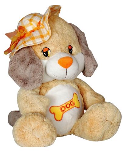 Плюшена играчка Амек Тойс - Куче с жълта шапка, 36 сm - 1