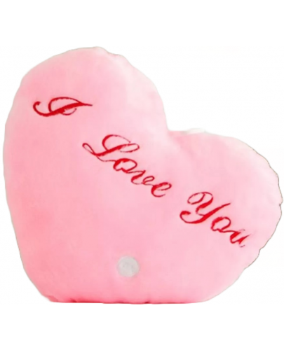 Плюшено сърце Tea Toys - със светлини, розово, 30 cm - 1
