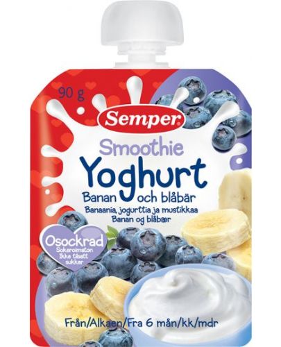 Плодово смути Semper -  Йогурт, банан и боровинки, 90g - 1