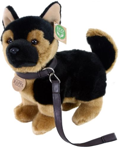 Плюшена играчка Rappa Еко приятели - Куче Немска овчарка с каишка, стоящо, 23 cm - 2