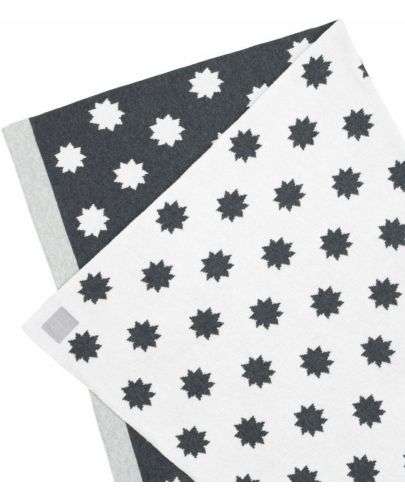 Плетено одеяло Lassig - Черно-бели звездички, 75 x 100 cm, двулицево - 2