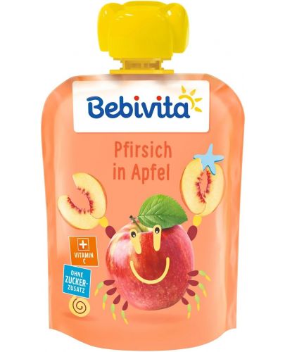 Плодова закуска Bebivita - Праскова и ябълка, 90 g - 1