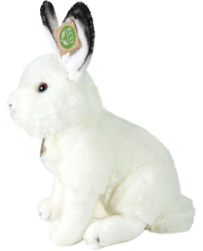 Плюшена играчка Rappa Еко приятели - Бял заек, седящ, 30 cm - 4
