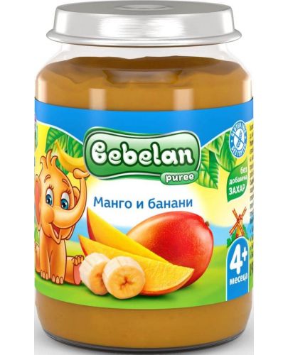 Плодово пюре Bebelan Puree- Манго с банани, 190 g - 1