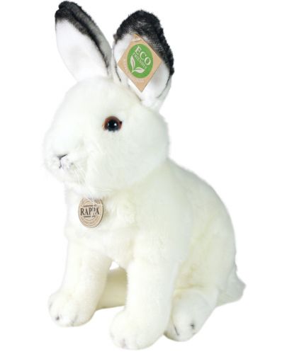 Плюшена играчка Rappa Еко приятели - Бял заек, седящ, 30 cm - 1