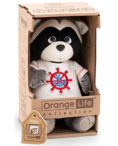 Плюшена играчка Оrange Toys Life - Енот Дени, морско пътешествие, 20 cm - 2