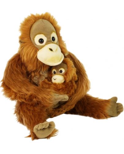 Плюшена играчка Rappa Еко приятели - Орангутан 28 cm, бебе 15 cm  - 2
