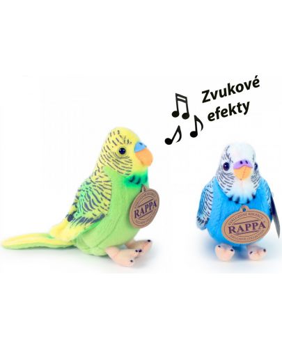 Плюшена играчка Rappa Еко приятели - Вълнист папагал, със звук, зелен, 11cm - 2