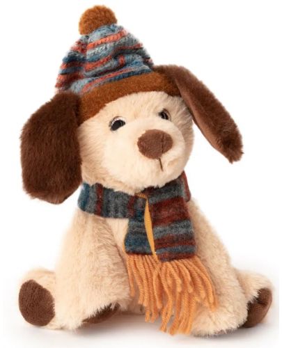 Плюшена играчка Амек Тойс - Коледно куче с шапка и шал, 20 cm - 1