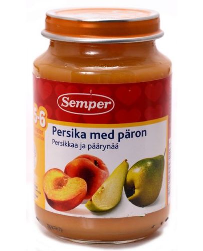 Плодово пюре Semper - Праскови и круши, 190 g - 1