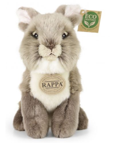 Плюшена играчка Rappa Еко приятели - Сиво Зайче, седящо, 18 cm - 2