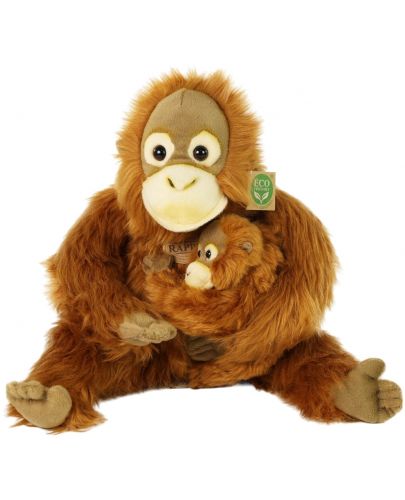 Плюшена играчка Rappa Еко приятели - Орангутан 28 cm, бебе 15 cm  - 1