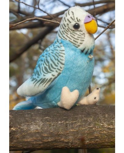 Плюшена играчка Rappa Еко приятели - Вълнист папагал, със звук, зелен, 11 cm - 3