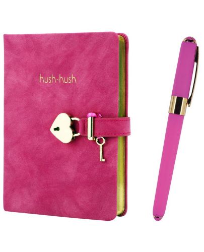 Подаръчен комплект Victoria's Journals - Hush Hush, розов, 2 части, в кутия - 1
