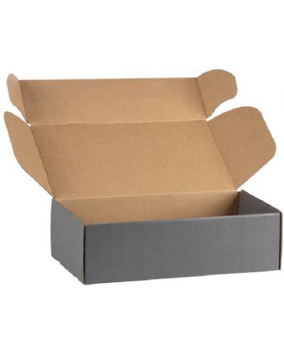 Подаръчна кутия Giftpack - 33 x 18.5 x 9.5 cm, крафт и сиво - 3