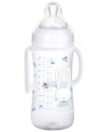 Полипропиленова бутилка с дръжки Bebe Confort - Sweet Bunny, 270 ml, бяла - 1
