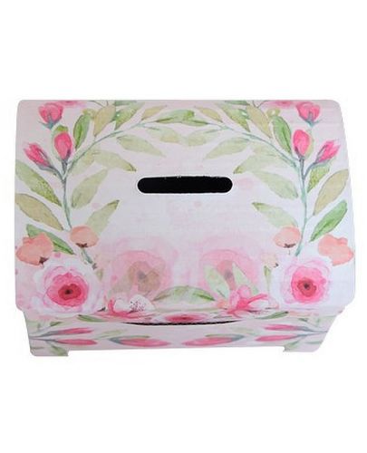 Подаръчна кутия тип касичка Simetro - Розови цветя, 2 в 1 - 3