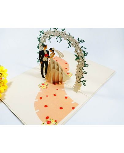 Поздравителна картичка Kiriori Pop-up - Булка и младоженец - 3