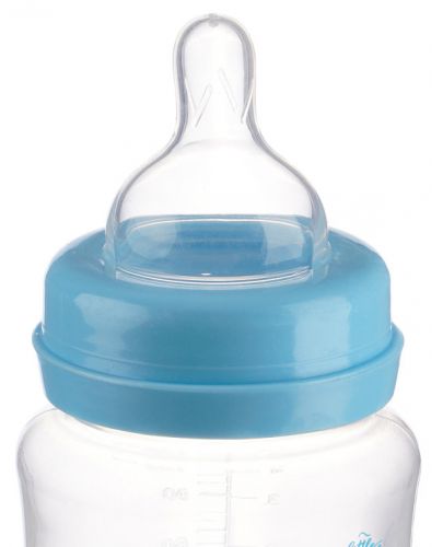 Полипропиленово шише за хранене с широко гърло с биберон Zizito - Little Angel, синьо, 125 ml - 3